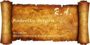 Radovits Arnold névjegykártya