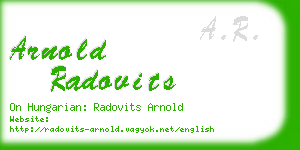 arnold radovits business card